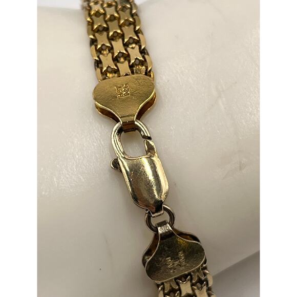 HCT Signed Italy Gold Sterling Silver Woven Braid Chain Bracelet 925 Vermeil - Picture 5 of 11